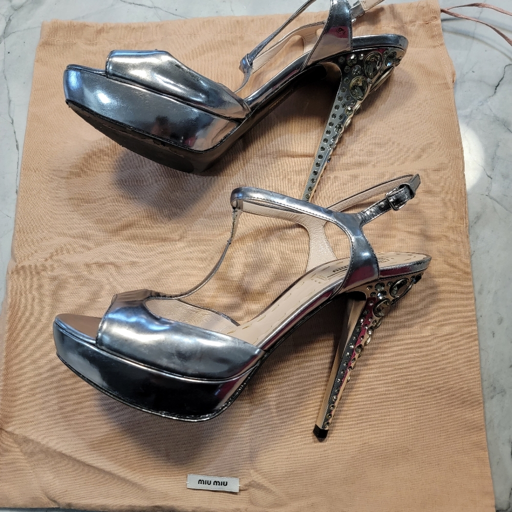 Miu Miu Bling Heels 39 US 9 - Picture 2 of 5